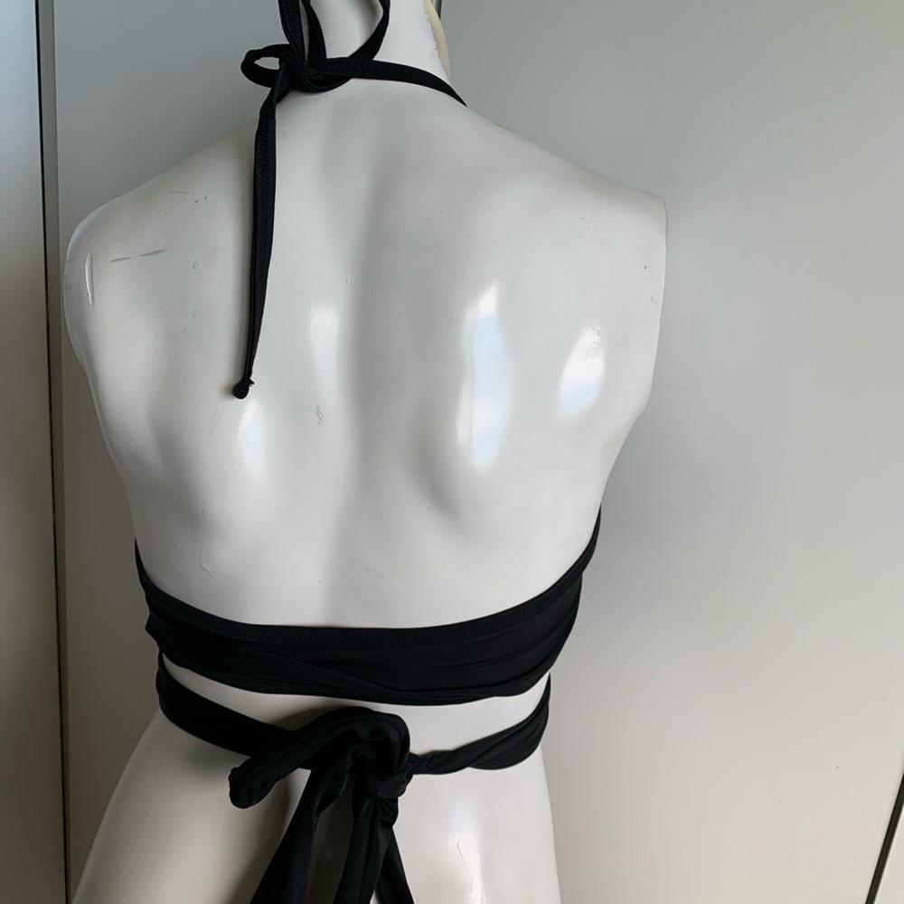 Aerie scoop neck size XL black wrap bikini swimsuit top - Picture 3 of 5